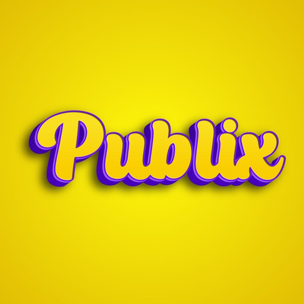 Publix typography 3d design yellow pink white background photo jpg