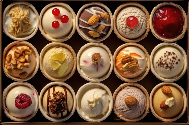 Photo pudding assortment professional advertising food photography ai generated