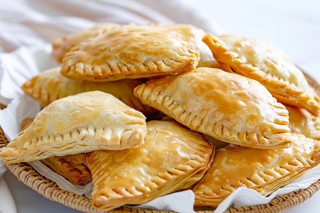 Pudding filled dessert empanadas with a flaky pastry crust