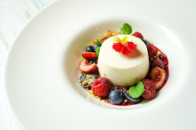 Pudding on a restaurant table