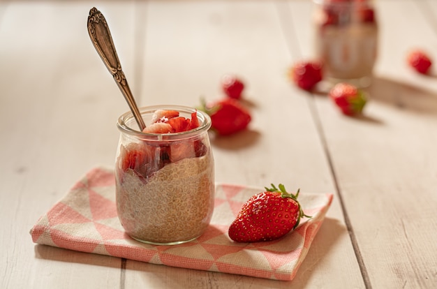 Pudding with chia and strawberry