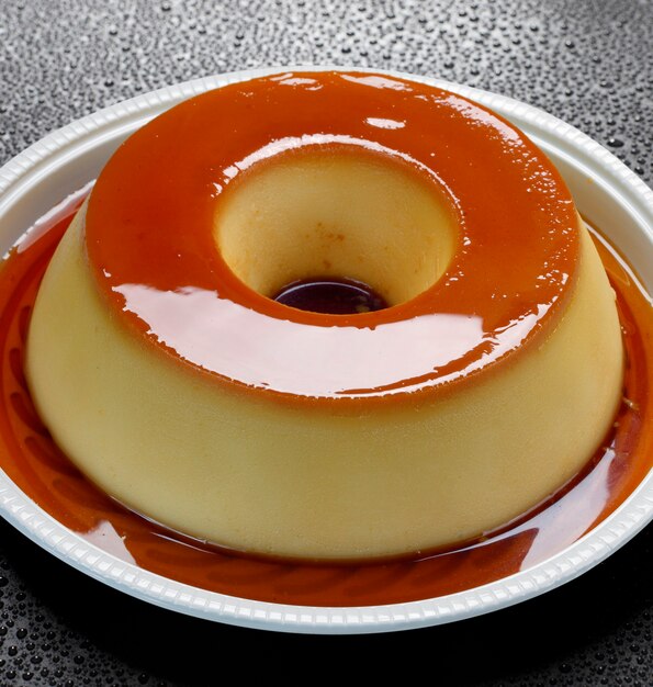 Premium Photo  Creme caramel condensed milk pudim with melting