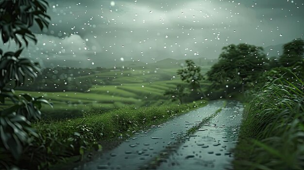 Foto paesaggio piovoso di pozzanghere