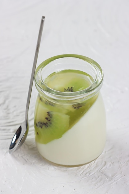 Puding buah Fruit pudding on a glass with a soft sweet and refreshing taste