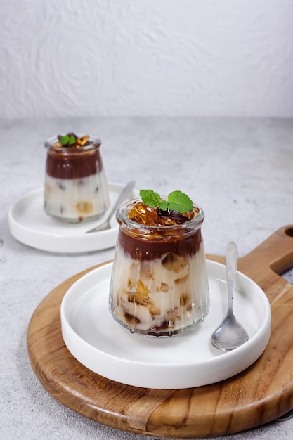 Puding Coklat Vanila Chocolate and vanilla pudding jelly desserts