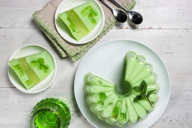 Puding Melon of heerlijke meloen jelly pudding.