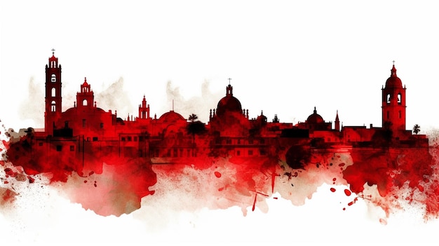 Photo puebla mexico skyline in red