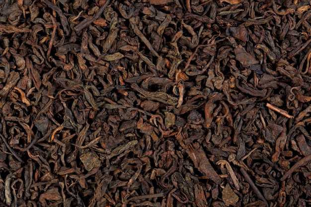 Puer 원시 차 벽돌 모양의 Puerh 차 매크로 보기를 닫습니다.