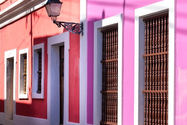 Puerto Rico colorful colonial architecture in historic city center