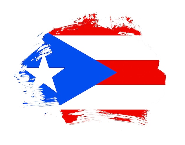 Puerto rico flag painted on minimal brush stroke background