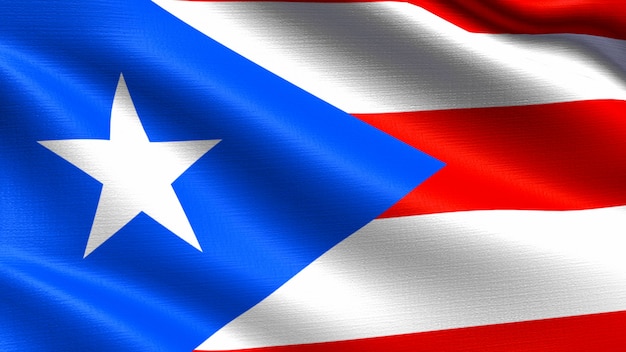 Puerto Rico flag, with waving fabric texture