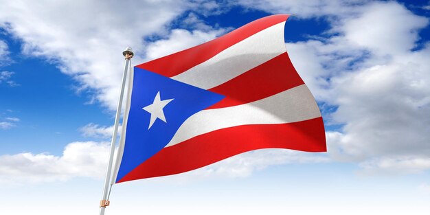Puerto Rico waving flag 3D illustration