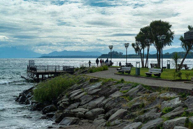 Puerto varas llanquihue provincie los lagos chili andes meren en chileens patagonië