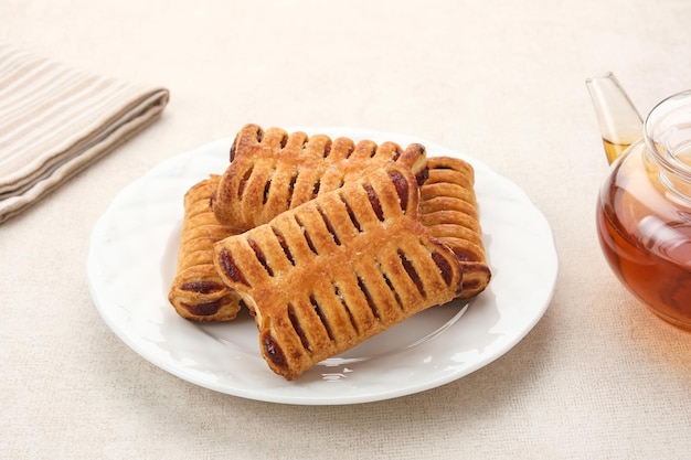 Puff Pastry stuffed with strawberry jam