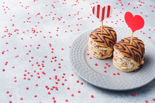 Photo puff pastry with cream