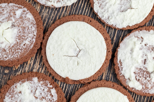 Puff pastry with creamy filling with vanilla flavor, sweet cookies with milk filling