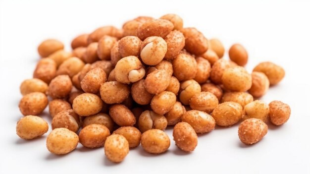 Photo puffed corn peanuts snacks isolated