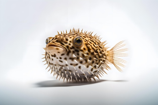 A puffer fish with a white background