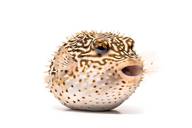 A puffer fish with a white background