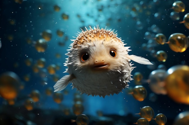 Pufferfish Beneath the Waves AI