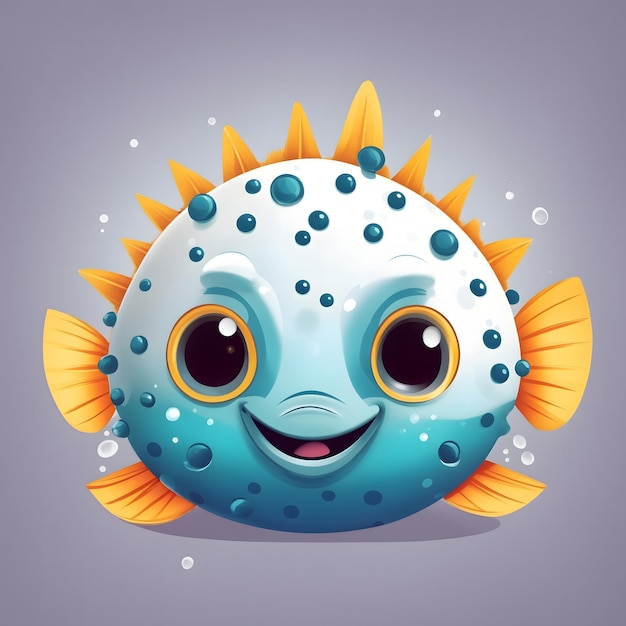 Pufferfish illustration ai generative