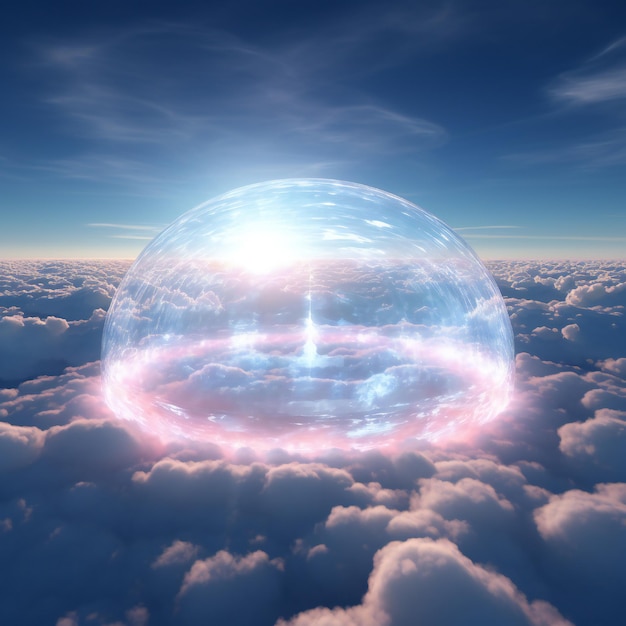 사진 투명한 반투명한 불빛으로 하늘에 반이는 원과 함께 부풀어 오르는 구름