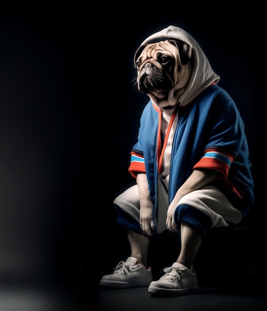 pug dog in hip hop sitting