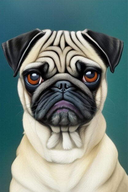 Pug dog portrait illustration generative ai