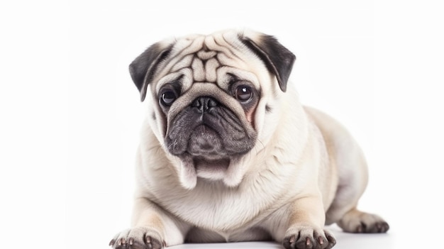 Photo a pug dog with a sad look on his face