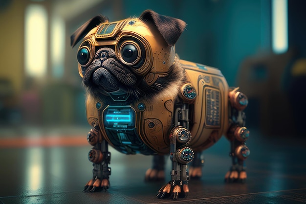 pug met geweldige cyberpunkstijl