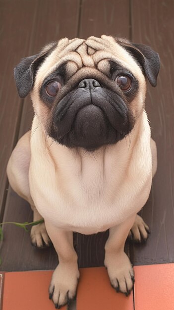 Pug perfection Adorable 3 year old pug gazes at the camera Vertical Mobile Wallpaper