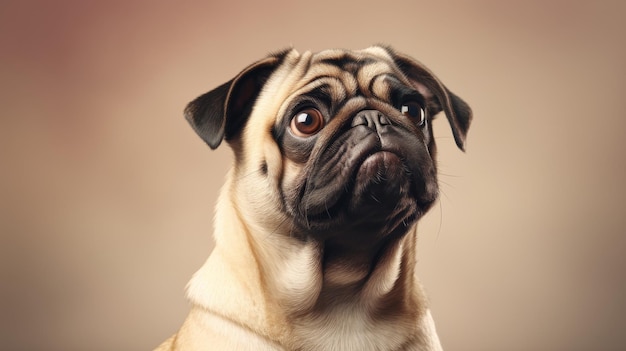 Pug Sitting Playfully with Owner