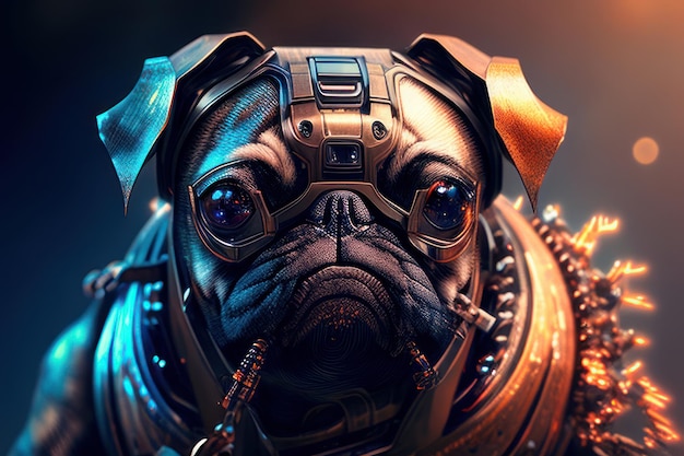 pug with awesome cyber punk style