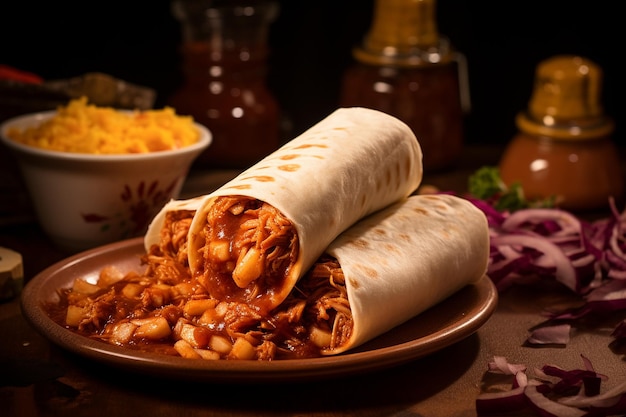 Pulled Chicken Burrito with Adobo Sauce