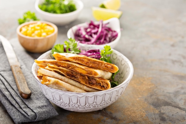 Pulled pork quesadillas