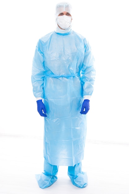 Pulmonary and critical care physician wear personal protective equipment against COVID19 infectious