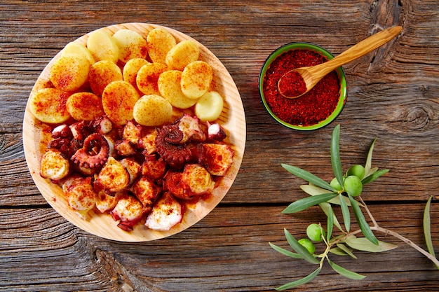 Pulpo a feira with octopus potatoes gallega style