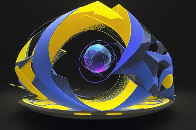 pulsar yellow and indigo abstract colorful shape 3d render style isolated on transparent background