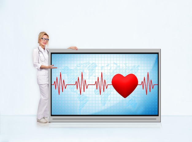 Photo pulse rate on tv screen