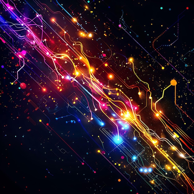 Pulserende lichtflitsen met stroboskopflitsen en neonkleurige gloeiende textuur Y2K Collage Light Art