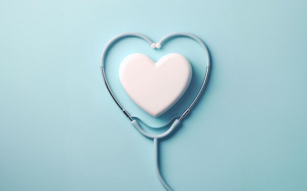 Pulsstethoscoop stethoscoap verdraaid in de vorm van een hart Concept van gezondheidszorg en gezondheid