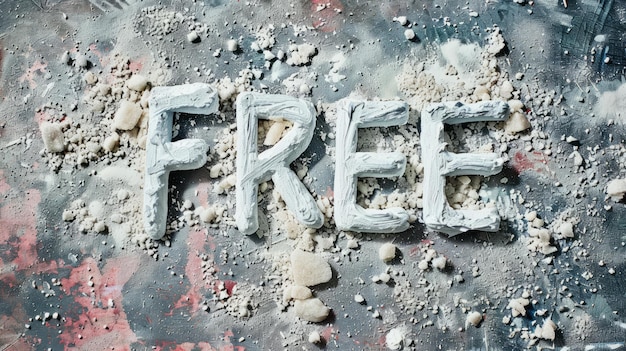 Photo pumice stone free concept art poster the word free made in textured lettering horizontal