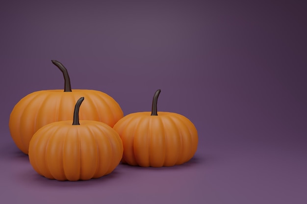 Pumkin on isolate backgroundhappy halloween or party october horror scaryplace for text3d rendering illustration