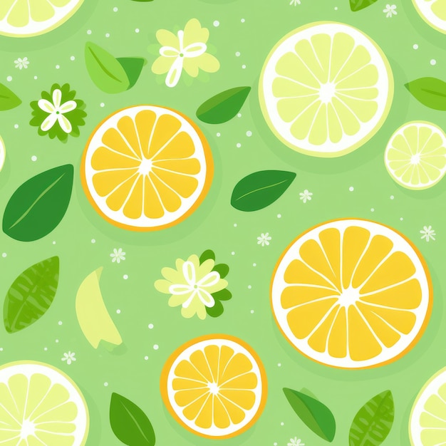 Pummelo green large citrus seamless pattern
