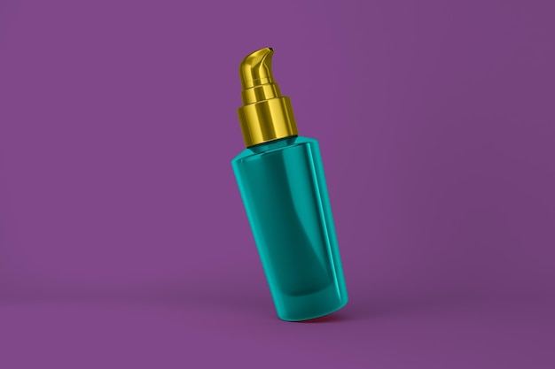 Pump Bottle Right Side Isolated In Purple Background