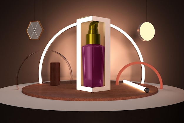 pump bottle with box front side with lighting