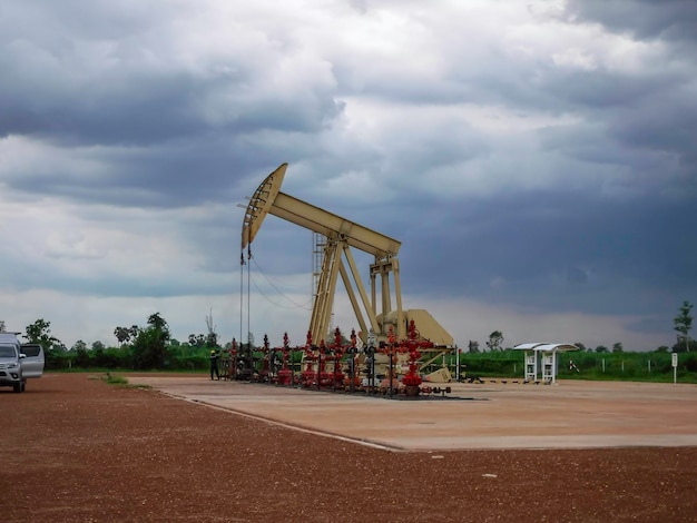 Pump jack starting the lifting stroke to brink crude oil up out of a producing oil well