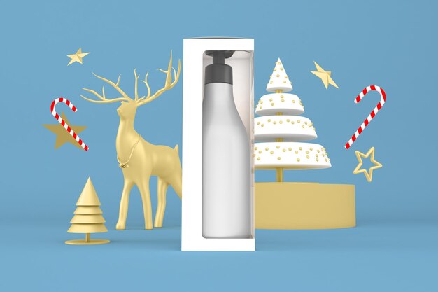 Pump Shampoo With Box Front Side With Christmas Themed Background