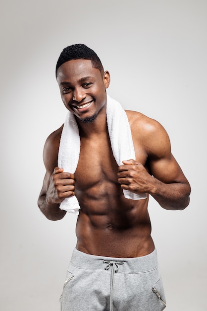 Pumped african american man after workout