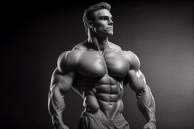 Foto pompato bodybuilder atleta maschio generato dall'intelligenza artificiale